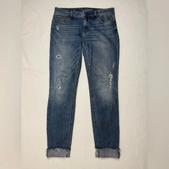 White House Black Market The Skimmer Distressed Mid Rise Jeans Size 8 #2168 - Picture 3 of 10